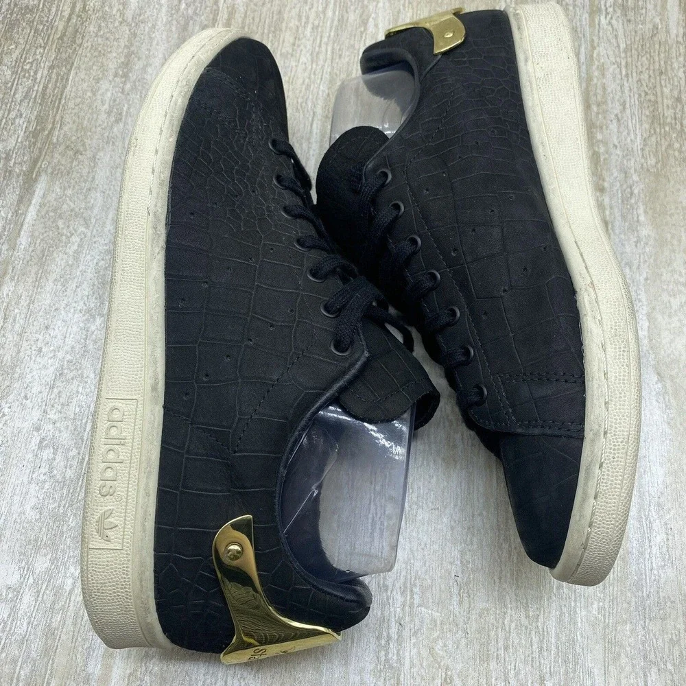 Adidas Stan Smith LIMITED Metal Plate Black Leather Croc s82482 Sneakers Shoes 7
